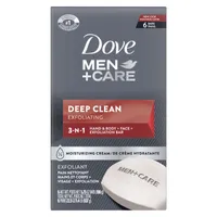 Dove Men+Care Deep Clean Hand & Body & Face & Exfoliation Bar Soap with purifying grains for healthy-looking and strong skin with ¼ moisturizing cream 106 g Pack of 6