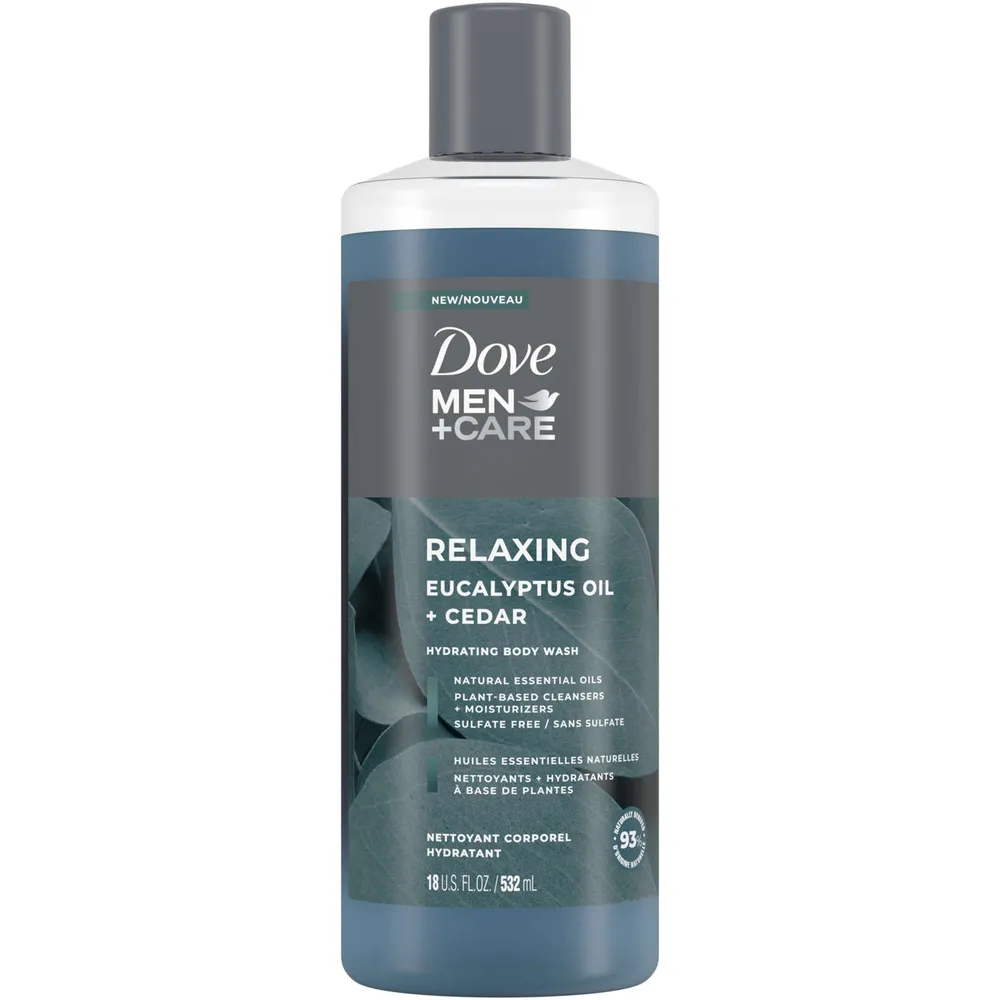 Dove Men+Care Relax Body Wash for a Skin-Strengthening nourishment, Eucalyptus + Cedar Oil with Plant-Based Cleansers and Moisturizers 532 ml