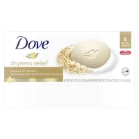 Dove  Dryness Relief Beauty Bar deep moisturizing body bar for sensitive skin Oatmeal and Rice Milk Scent beauty bar with 100% skin natural nourishers 106 g 6 Pack