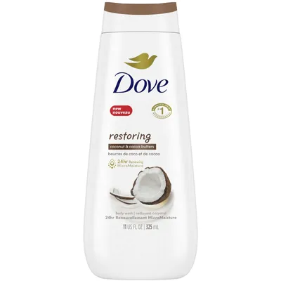 Restoring Body Wash for renewed, healthy-looking skin Coconut & Cocoa Butters gentle body cleanser nourishes skin