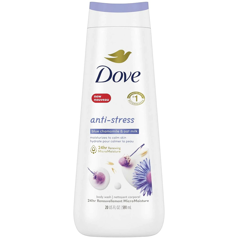 Anti-Stress Body Wash for renewed, healthy-looking skin Blue Chamomile & Oat Milk gentle body cleanser that moisturizes the skin