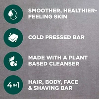 Men+Care Plant Powered Cleansing Bar Made with Natural Essential Oil Bar to Clean & Hydrate Men's Skin Relaxing Eucalyptus Oil & Cedar Oil 4-in-1 Bar for Men's Body, Hair, Face and Shave