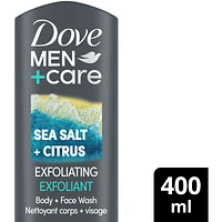 Men+Care  Body + Face Wash with 24-Hour Nourishing Micromoisture Technology Exfoliating Sea Salt + Citrus Body Wash for Men