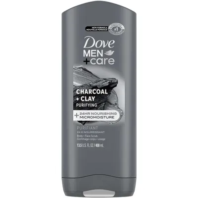 Dove Men+Care Body and Face Wash for Skin Freshness Charcoal + Clay with MicroMoisture Technology 400 mL