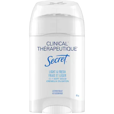 Secret Clinical Antiperspirant and Deodorant Soft Solid , Light & Fresh, 45g