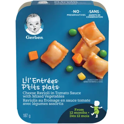 GERBER LIL'ENTRÉES Cheese Ravioli in Tomato Sauce & Vegetables