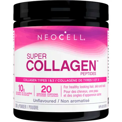 Super Collagen Peptides Powder, 10 g Collagen per serving, Collagen Powder for Hair, Skin, & Nails, Non-GMO, Predominantly Grass Fed, Hydrolyzed For Easy Absorption, Contains No Lactose, Soy or Gluten, Unflavoured, 20 Servings