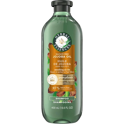 Herbal Essences Jojoba Oil Sulfate Free Shampoo, Made for Air Drying, Smoothing,  400 mL, with Certified Camellia Oil and Aloe Vera, For All Hair Types, Especially Frizzy Hair