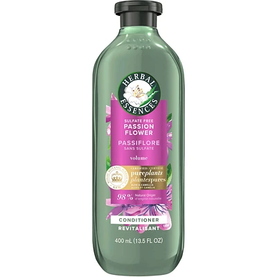 Herbal Essences Passion Flower Sulfate Free Conditioner, Volumizing, 400 mL, with Certified Camellia Oil and Aloe Vera, For All Hair Types, Especially Fine Hair