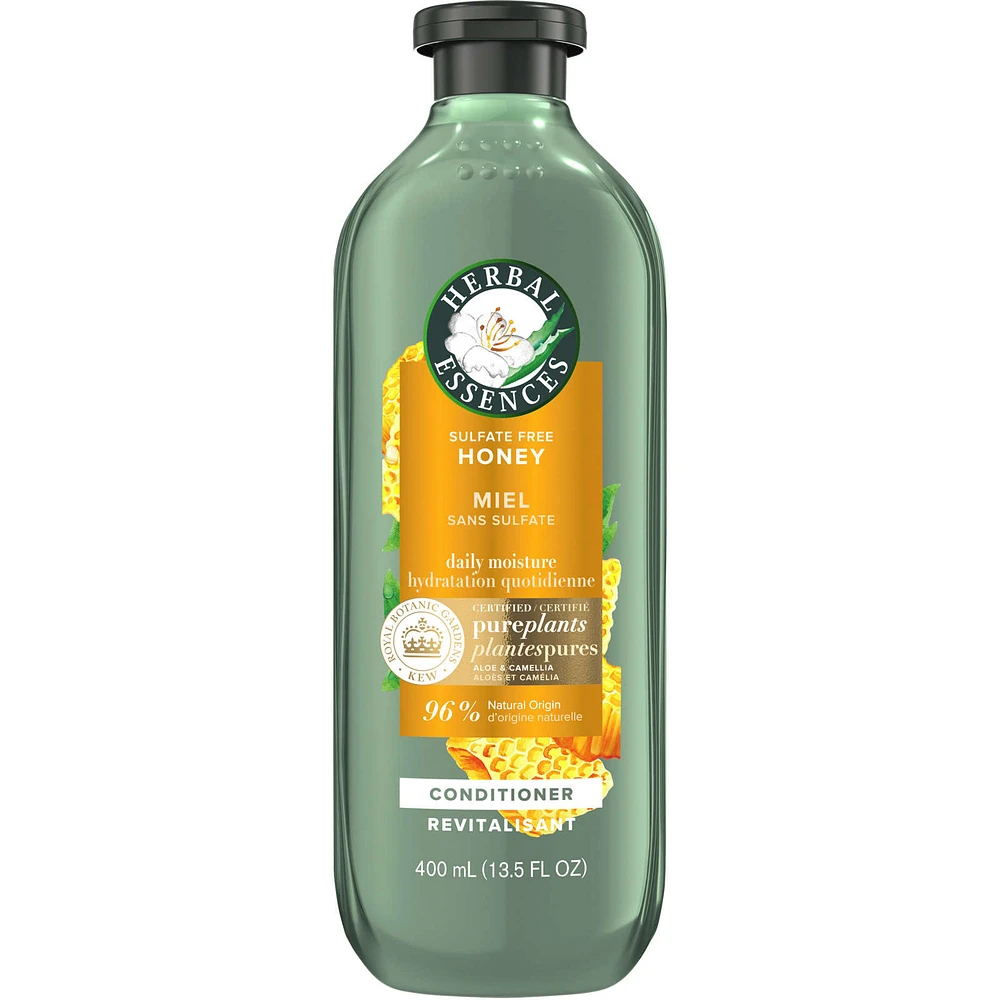 Herbal Essences Honey Daily Moisture Sulfate Free Conditioner, 400 mL, Protects and Nourishes Dry Hair, with Certified Camellia Oil and Aloe Vera, For All Hair Types, Especially Dry Hair