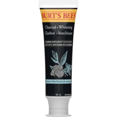 Burt’s Bees Toothpaste, Charcoal with Fluoride, Peppermint, 105 mL