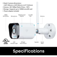 HAWK 3 HD 1080p Smart Wi-Fi Outdoor Security Camera - White