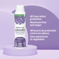Schmidt's  Natural Deodorant Spray for women and men, Lavender & Sage with 48H odour protection, no aluminum salts, no white marks, cruelty-free, vegan deodorant 91 g