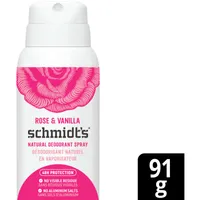 Schmidt's  Natural Deodorant Spray for women and men, Rose & Vanilla with 48H odour protection, no aluminum, no white marks, cruelty-free, vegan deodorant 91 g