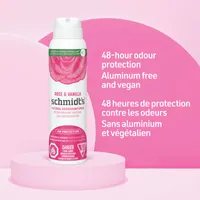 Schmidt's  Natural Deodorant Spray for women and men, Rose & Vanilla with 48H odour protection, no aluminum, no white marks, cruelty-free, vegan deodorant 91 g