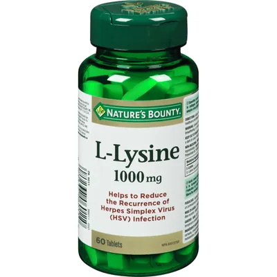 L-Lysine Supplement, Helps Reduce the Recurrence of Herpes Simplex Virus, 1000mg