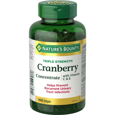 Triple Strength Cranberry with Vitamin C Herbal Health Supplement, Helps Prevent Recurrent UTI's