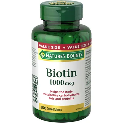 Biotin, Helps metabolize carbs, fats and proteins, 1000mcg