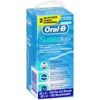 Oral-B Super Floss Pre-Cut Strands Dental Floss, Mint, 50 Count, Pack of 2