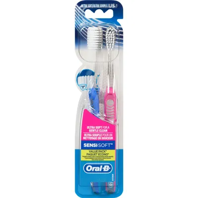 Oral-B Sensi-Soft Toothbrush, Ultra Soft, 2 count