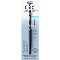 Clic Starter Kit Matte Black Toothbrush Handle with (2) Replacement Brush Head and Holder