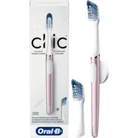 Clic Starter Kit Matte Black Toothbrush Handle with (2) Replacement Brush Head and Holder