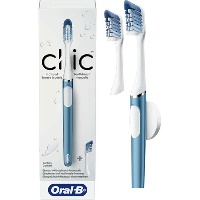 Clic Manual Toothbrush Starter Kit (Alaska Blue)