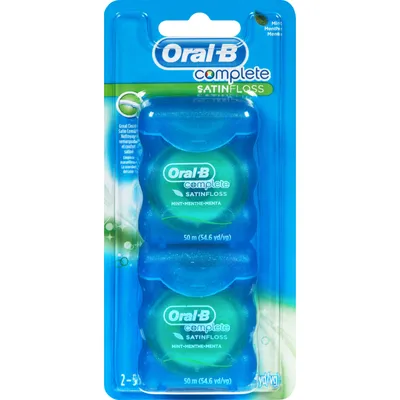 Oral-B Complete SatinFloss Dental Floss, Mint, 50 M, Pack of 2