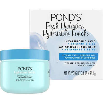 POND’S Hyaluronic Acid, Vitamin E & B3 Gel Face Moisturizer For 24 hour Hydration and Luminous Skin, 3.4 oz