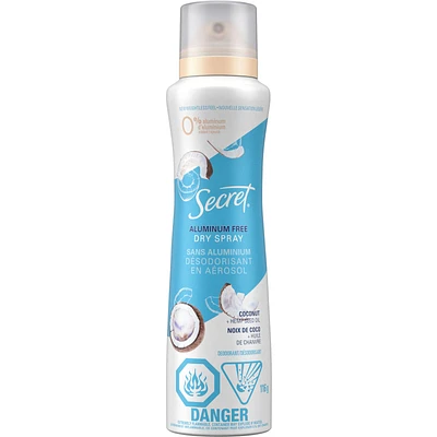 Secret Aluminum Free Deodorant Spray Coconut+Hemp Seed Oil 116g