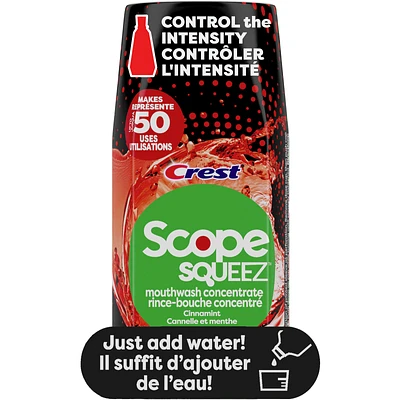 Scope Squeez Mouthwash Concentrate, Cinnamint Flavour, Equal Uses up to 1L Bottle *vs 1L Scope Outlast Mouthwash, Squeez to Control the Strength