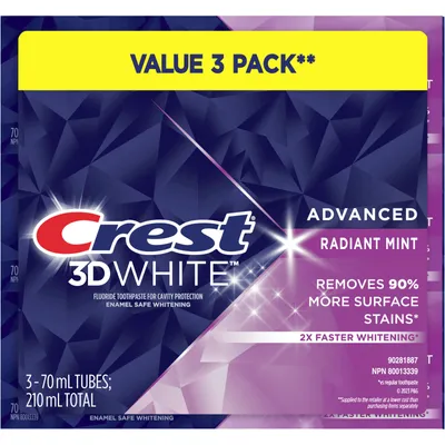 3D White Advanced, Whitening Toothpaste Radiant Mint, Pack of 3