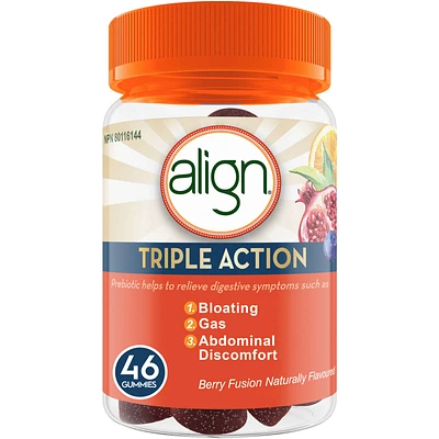 Triple Action Gummies, Prebiotic Supplement, Prebiotic for Women and Men, Helps Relieve Gas, Bloating, and Abdominal Discomfort