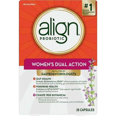 Probiotic, Women's Dual Action, Probiotics for Women, Probiotic for Gut Health and Feminine Health, Helps Relieve Symptoms of Irritable Bowel Syndrome (IBS) such as Bloating, Gas, and Abdominal Discomfort, with Chaste Tree Botanical