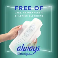 Always Pure Cotton Feminine Pads for Women, Size 5, Extra Heavy Overnight,  with wings, Unscented