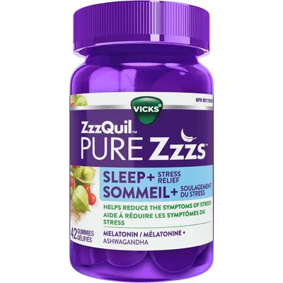 ZzzQuil PURE Zzzs Stress Relief Melatonin Sleep Aid Gummies