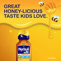 Kids NyQuil Honey Cold & Cough + Congestion Relief for Nighttime Sneezing, Runny Nose, Nasal Congestion & Cough, Flavored with Real Honey, For Children Ages 6+