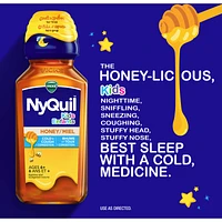 Kids NyQuil Honey Cold & Cough + Congestion Relief for Nighttime Sneezing, Runny Nose, Nasal Congestion & Cough, Flavored with Real Honey, For Children Ages 6+