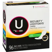 U By Kotex Security Lightdays Panty Liners, Light Absorbency, Long, 96 ct