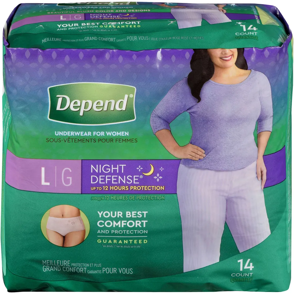 Depend Night Defense Incontinence Underwear for Women, Overnight, Large