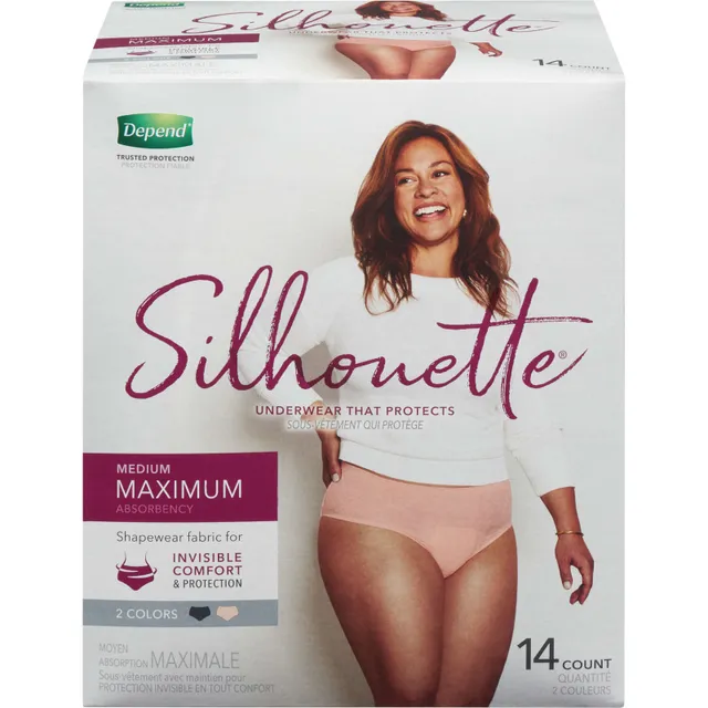 Depend Silhouette Adult Incontinence/Postpartum Underwear for Women, Max  Absorbency XL (18 ct) Pink