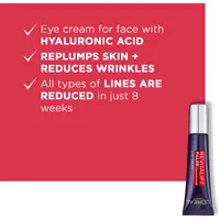 Revitalift Filler Eye Cream for Face Moisturizer with Hyaluronic Acid, Fragrance Free, Alcohol Free