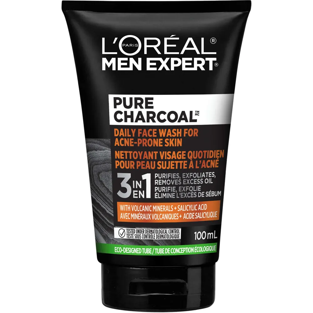 Men Expert Pure Charcoal Daily Face Wash for Acne-Prone Skin