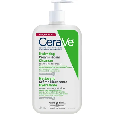Hydrating Cream-to-Foam Cleanser Makeup Remover and Face Wash With Hyaluronic Acid