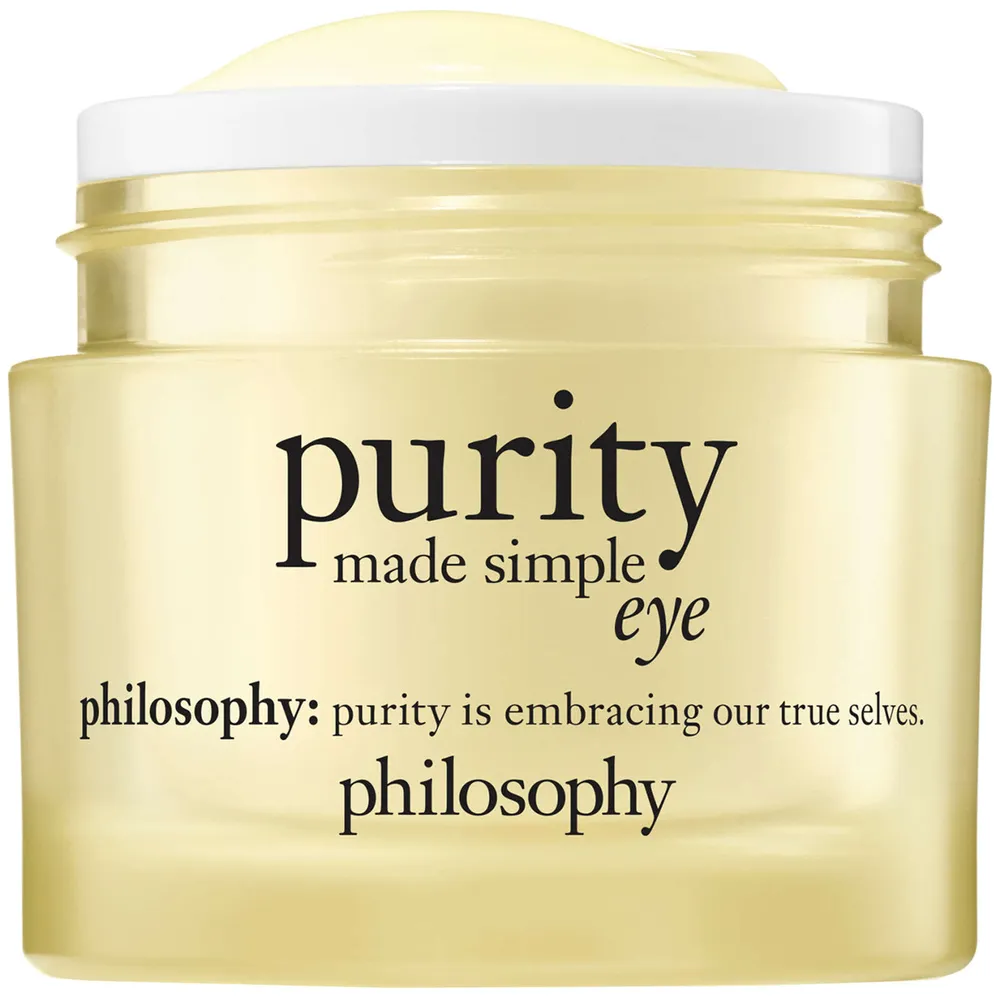 purity made simple hydra-bounce eye gel with caffeine, hydrates, moisturizes, brightens, revives tired-looking eyes