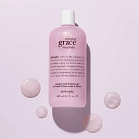 amazing grace magnolia shampoo, bath and shower gel for women, cleanses, conditions, softens skin & hair