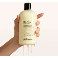 purity made simple one-step facial cleanser, gentle, respects skin's barrier, skin is soft, conditionned & fresh, removes make-up