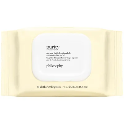 purity made simple biodegradable cleansing cloths with meadowfoam seed oil