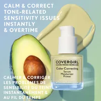 Clean fresh Skincare Color Correcting Serum Moisturizer Primer with Niacinamide, Ceramide Complex and TRUCLEAN™ Avocado