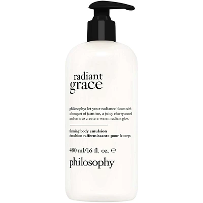 radiant grace firming scented body emulsion, softens the skin, long-lasting hydration